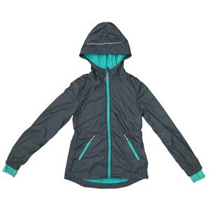 Ivivva Jacket Girls 14 Hooded Full Zip Windbreaker Athletic Lightweight Gray